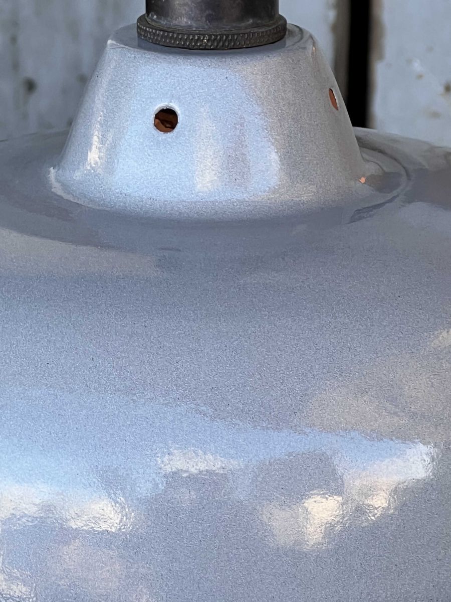 lampe abat jour emaillee industrielle gris sourie – Image 5