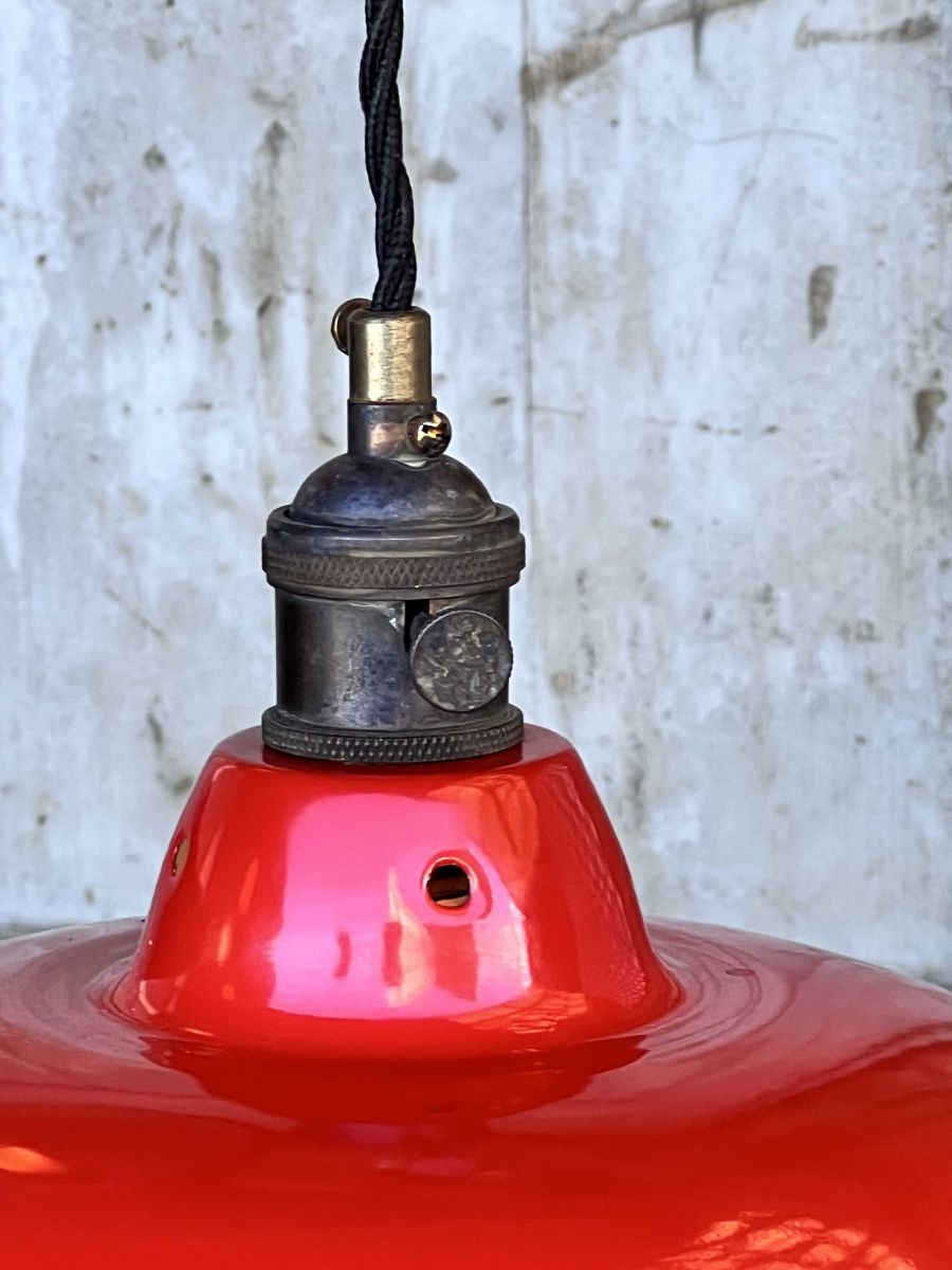 lampe abat jour emaillee industrielle rouge – Image 5