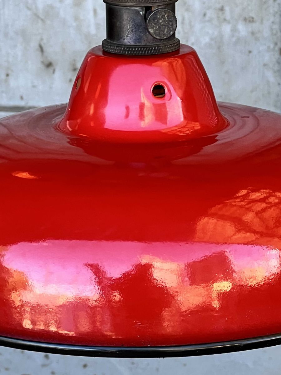 lampe abat jour emaillee industrielle rouge – Image 7