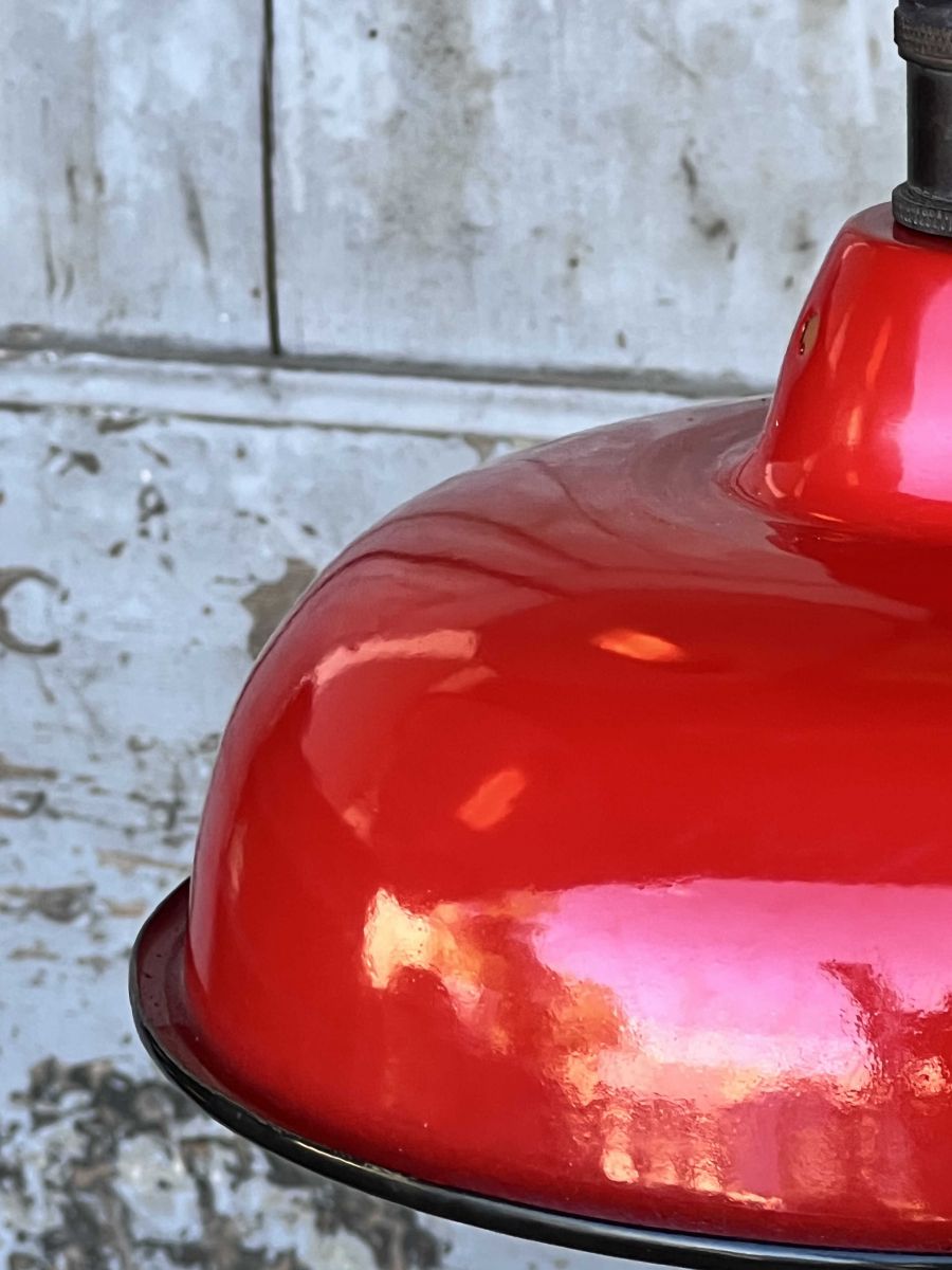 lampe abat jour emaillee industrielle rouge – Image 6