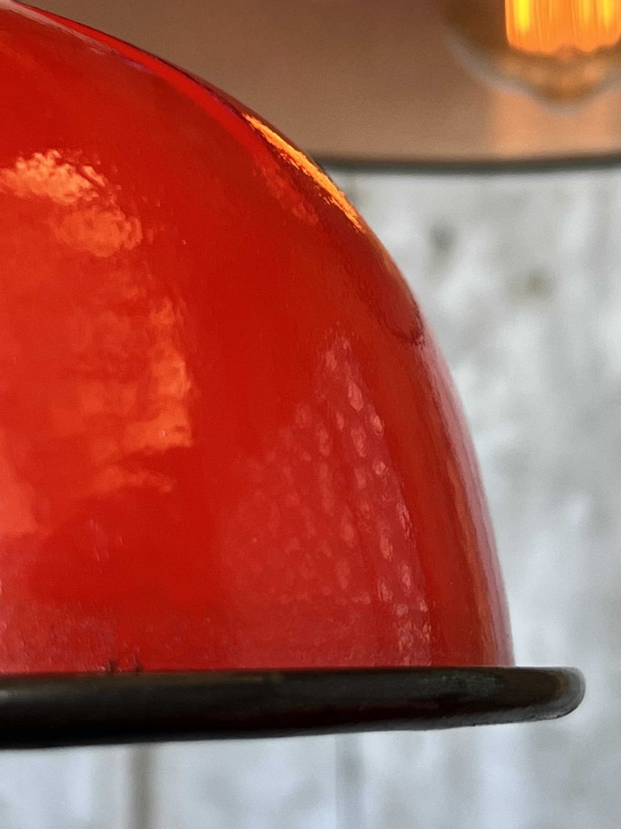 lampe abat jour emaillee industrielle rouge – Image 10