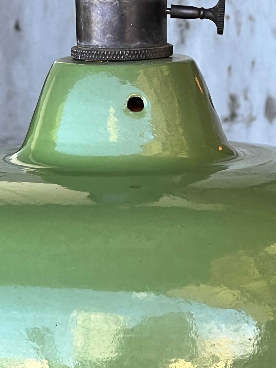 lampe abat jour emaillee industrielle vert anglais – Image 6