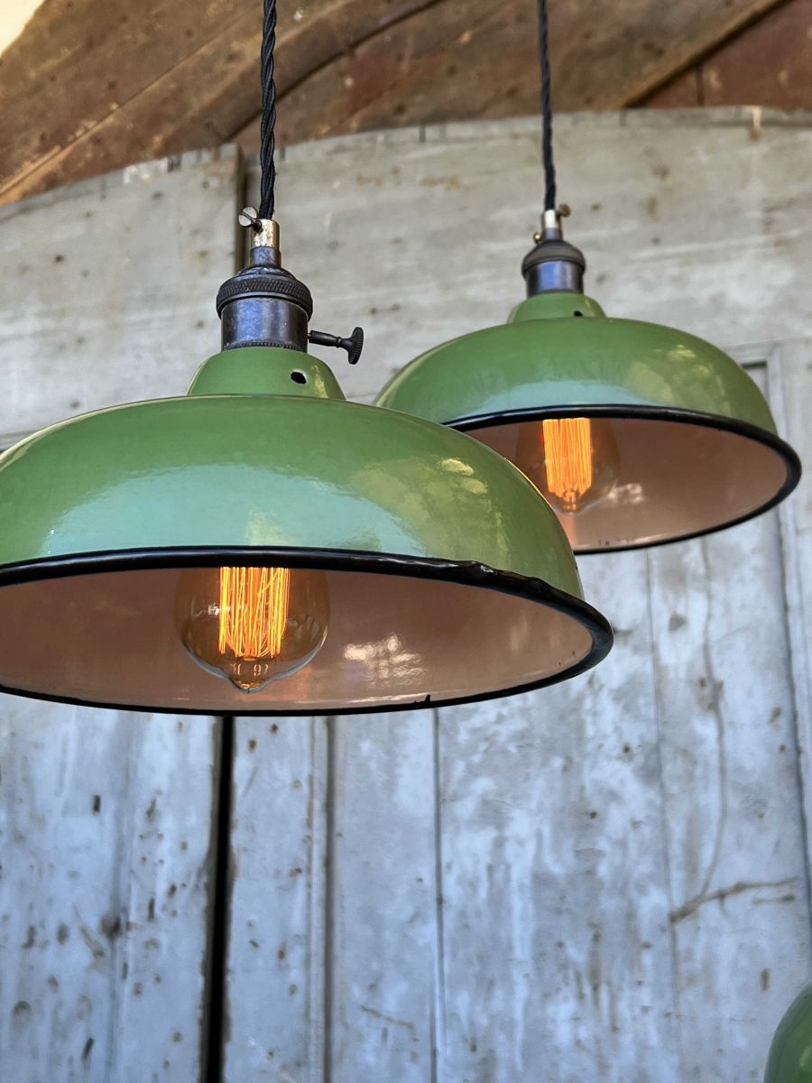 lampe abat jour emaillee industrielle vert anglais – Image 11