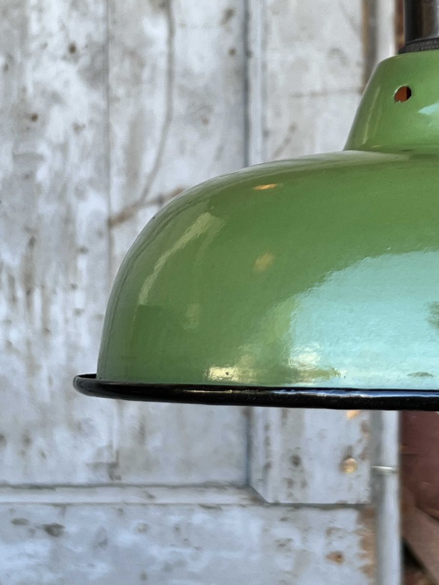 lampe abat jour emaillee industrielle vert anglais – Image 8