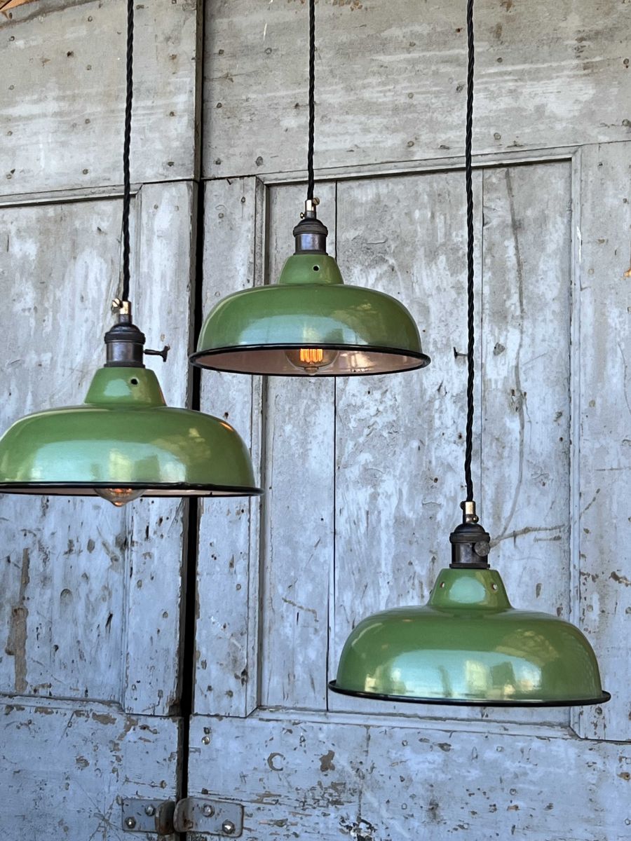 lampe abat jour emaillee industrielle vert anglais – Image 10