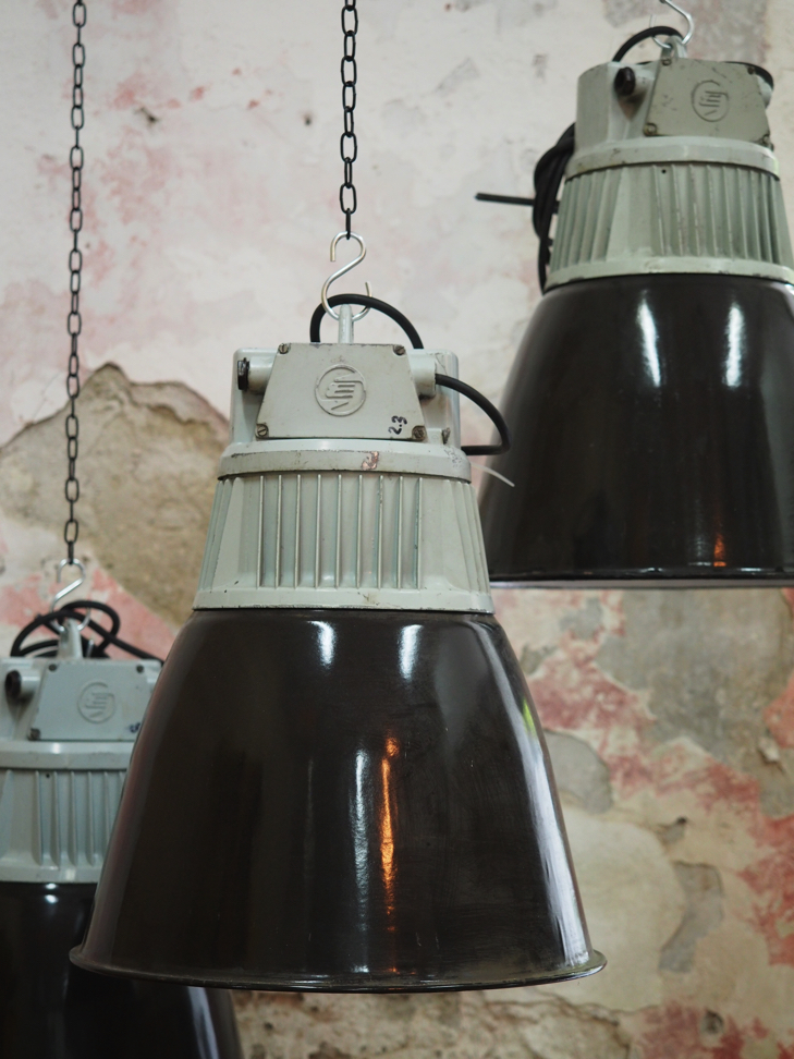 suspension abat jour noir emaillée ancien – Image 4