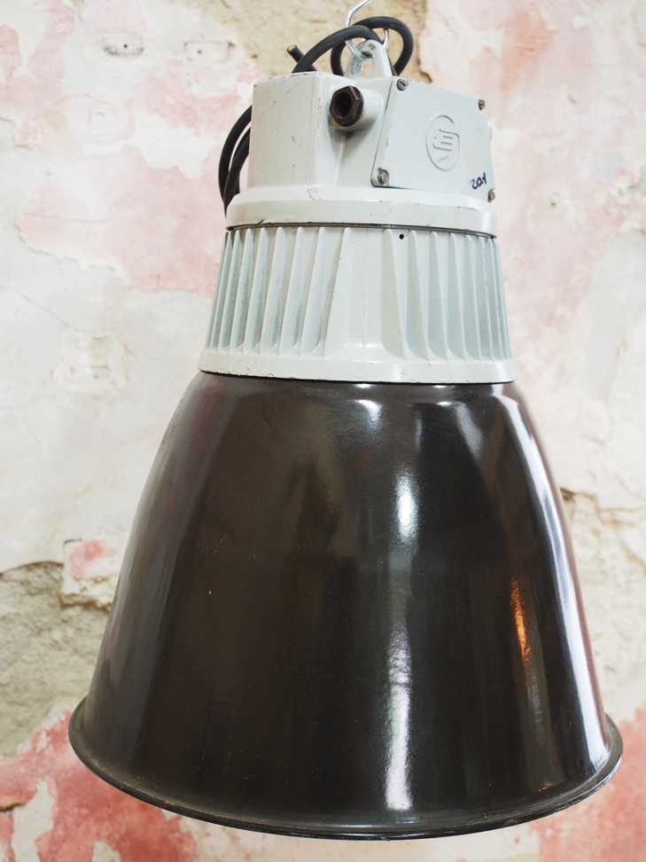 suspension abat jour noir emaillée ancien – Image 5