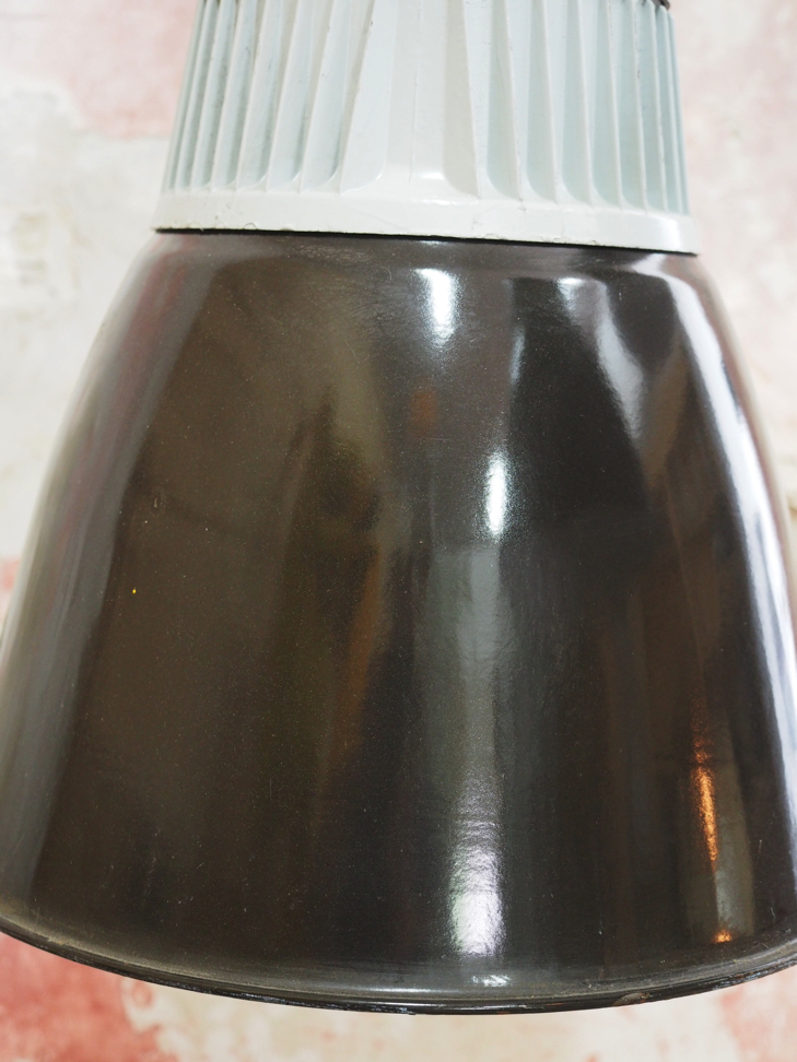 suspension abat jour noir emaillée ancien – Image 7