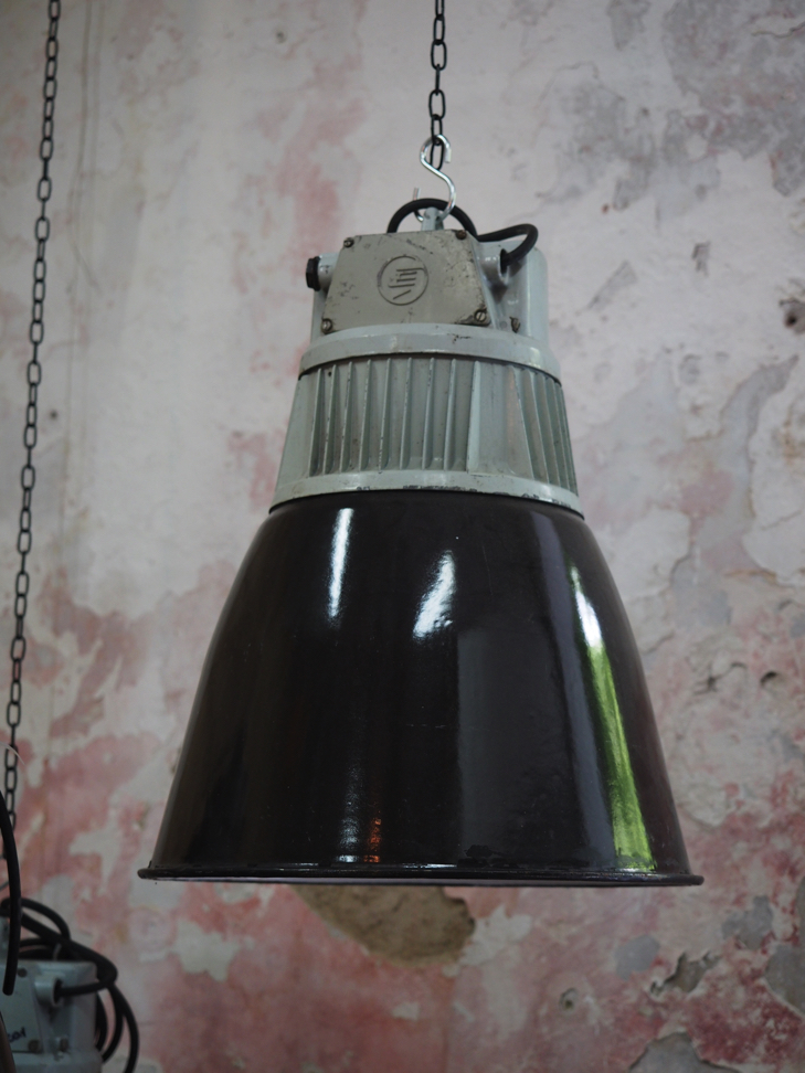 suspension abat jour noir emaillée ancien – Image 10