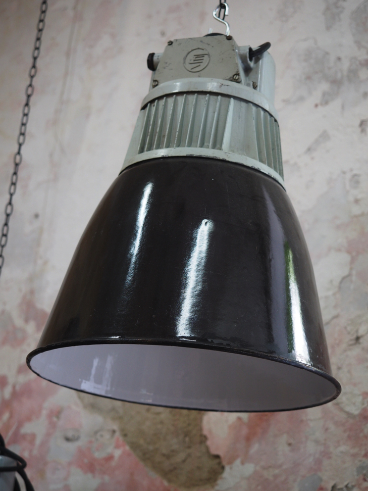 suspension abat jour noir emaillée ancien – Image 11