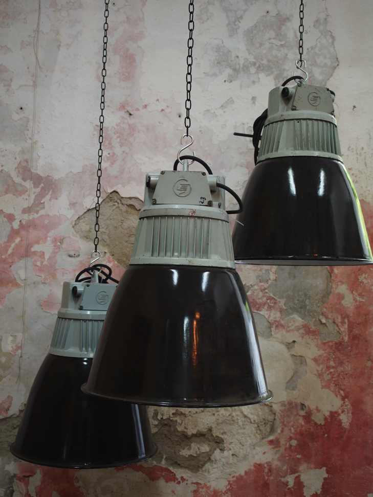 suspension abat jour noir emaillée ancien – Image 14