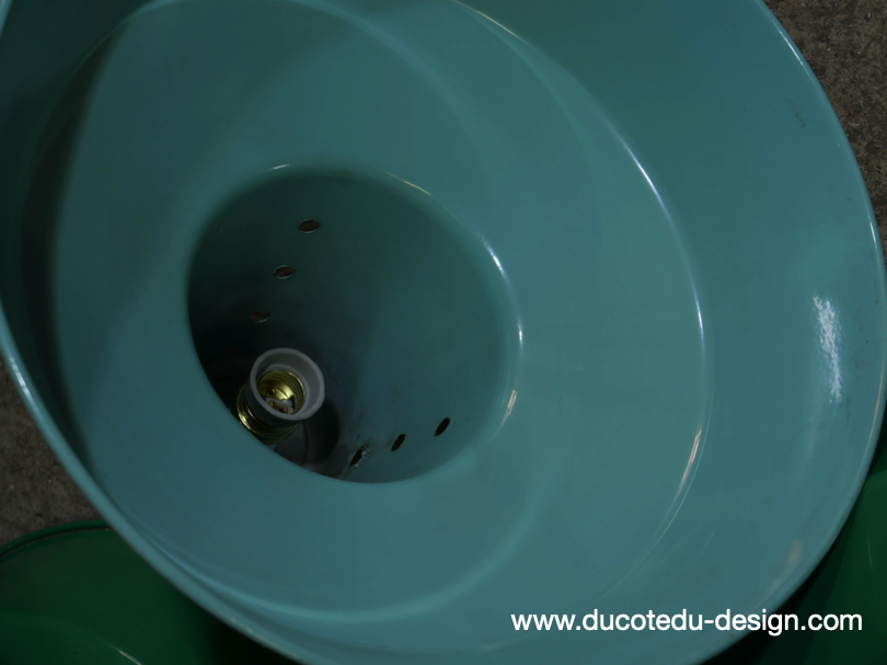 abat jour aluminium peint bleu vert lampe industrielle hangar – Image 13