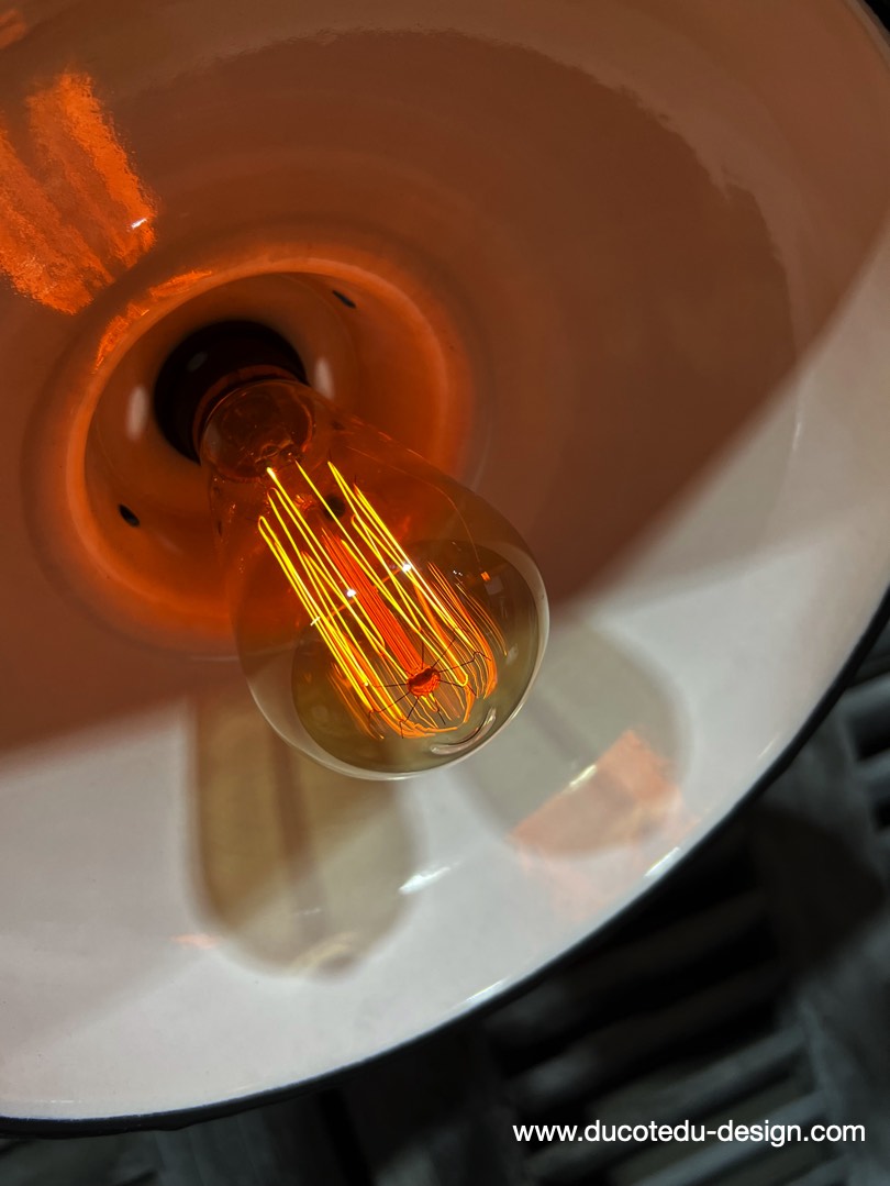 lampe industrielle bleu nuit abat jour bateau emaillee – Image 14