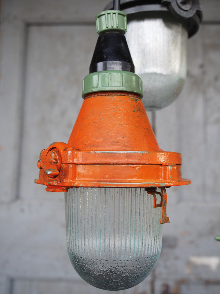 industrial pendant lamp orange glass suspension - Image 3