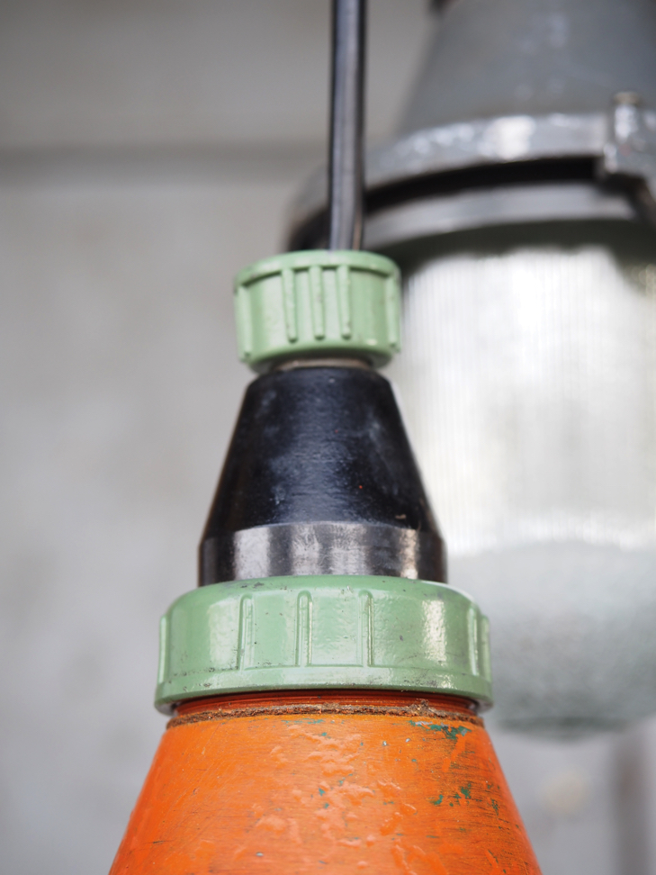 industrial pendant lamp orange glass suspension - Image 5