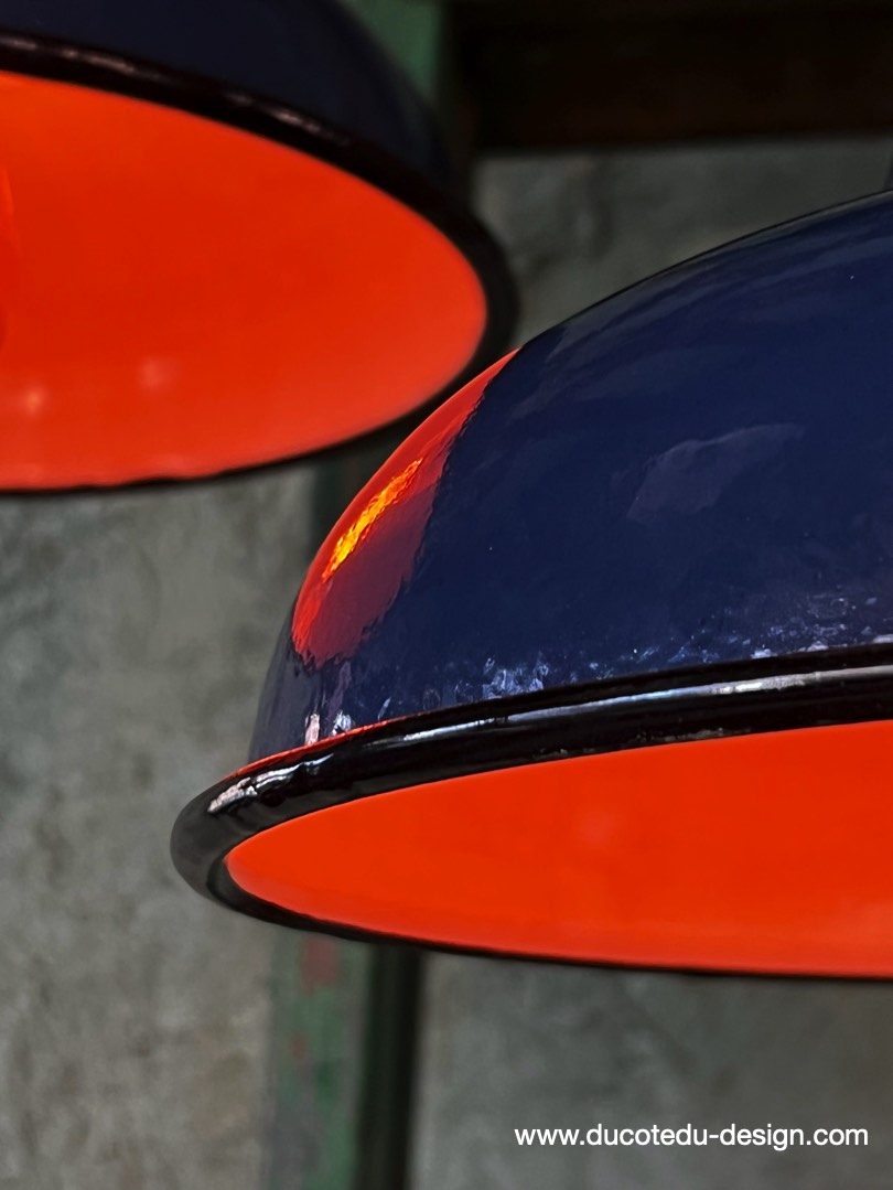 lampe industrielle bleu nuit abat jour bateau emaillee – Image 9