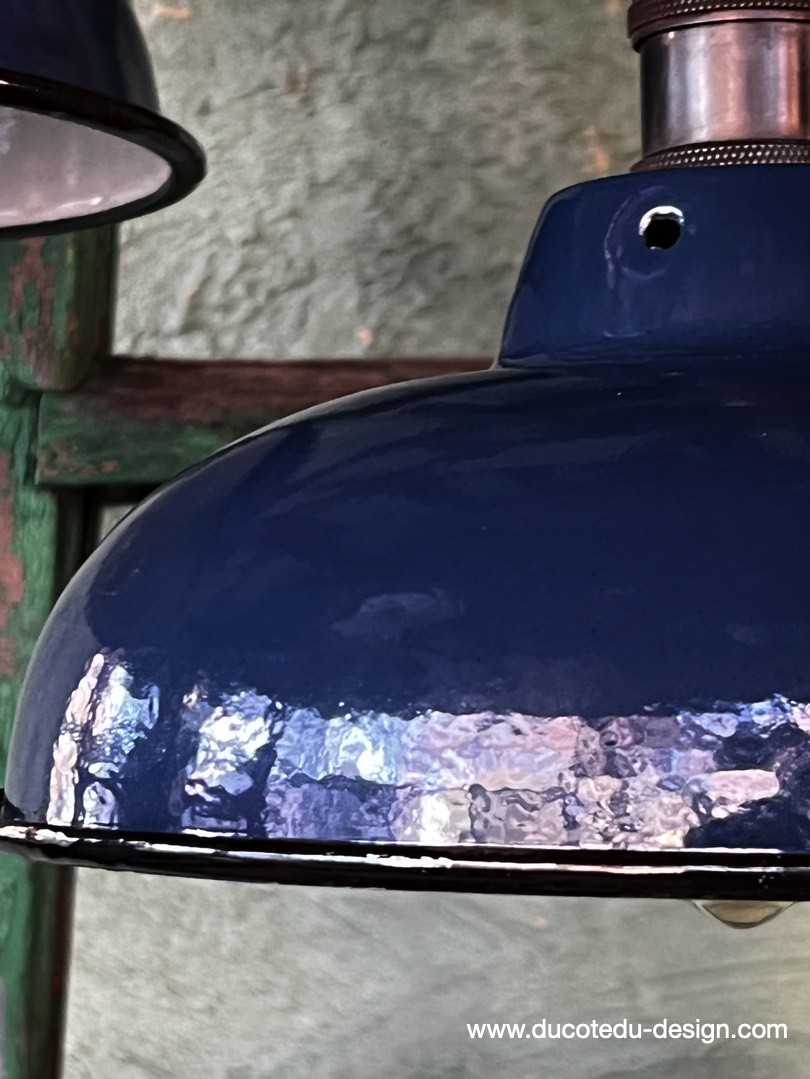 lampe industrielle bleu nuit abat jour bateau emaillee – Image 13