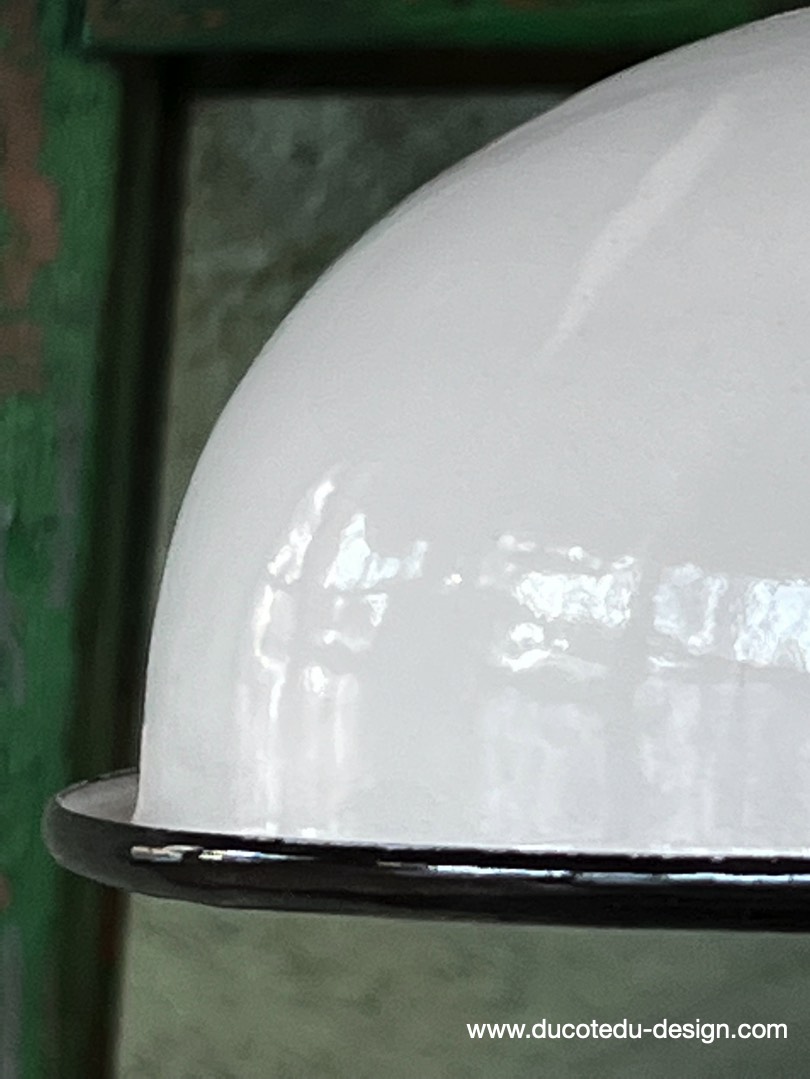 lampe industrielle blanc abat jour bateau emaillee – Image 9