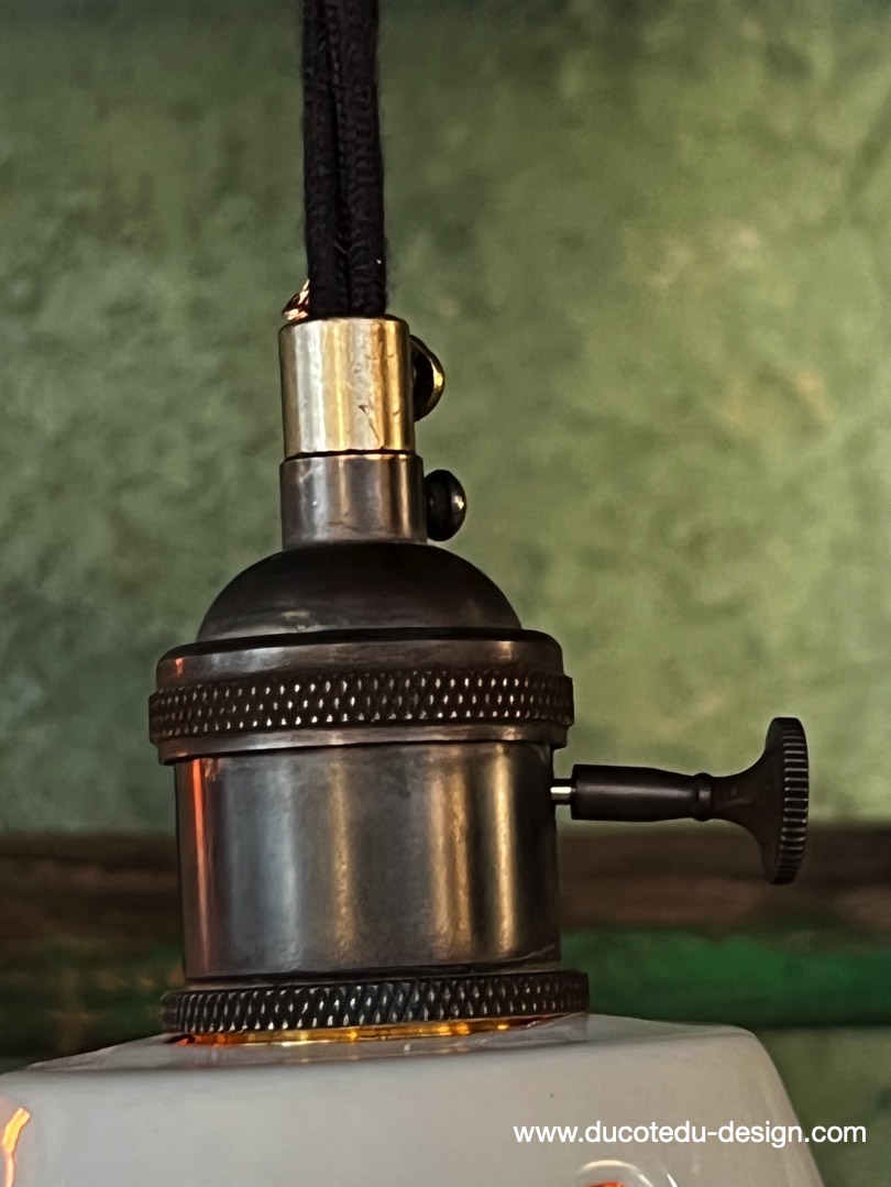 lampe industrielle blanc abat jour bateau emaillee – Image 15