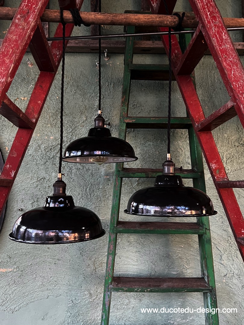 lampe industrielle noir abat jour bateau emaillee – Image 2