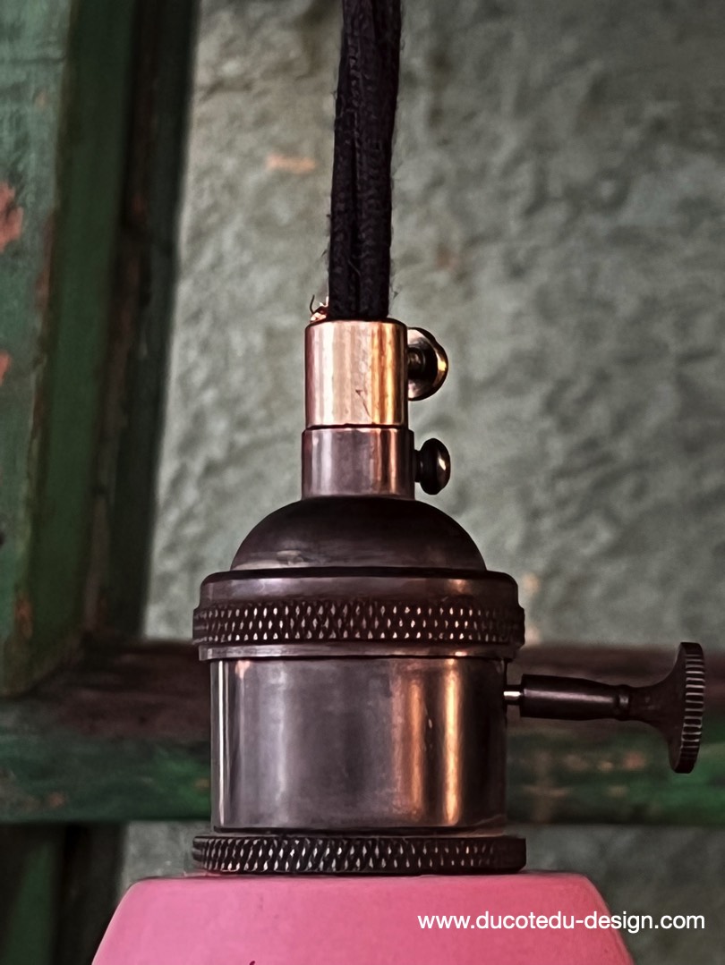 lampe industrielle rose abat jour bateau emaillee – Image 6