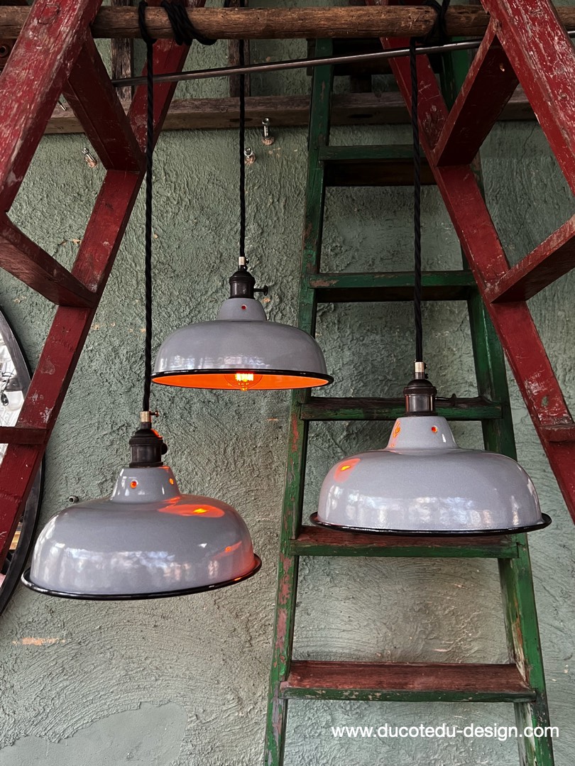 lampe industrielle gris sourie abat jour bateau emaillee – Image 4