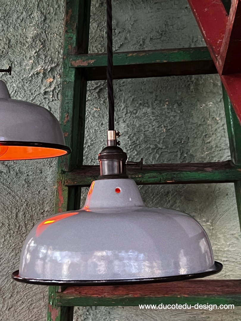 lampe industrielle gris sourie abat jour bateau emaillee – Image 5