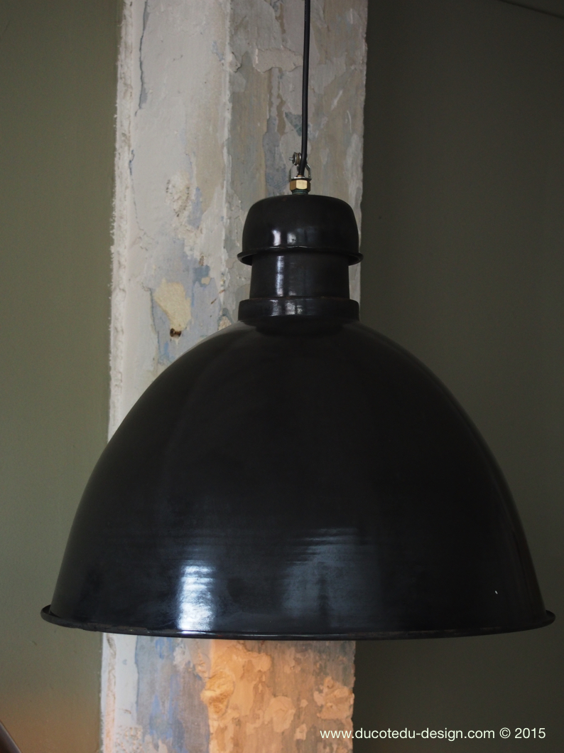 suspension abat jour emaillee noir lampe industrielle bauhaus – Image 5
