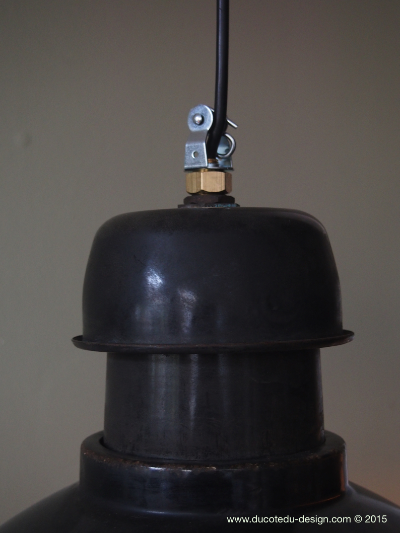 suspension abat jour emaillee noir lampe industrielle bauhaus – Image 6