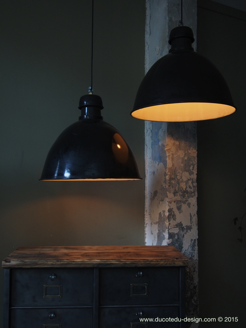 suspension abat jour emaillee noir lampe industrielle bauhaus – Image 8