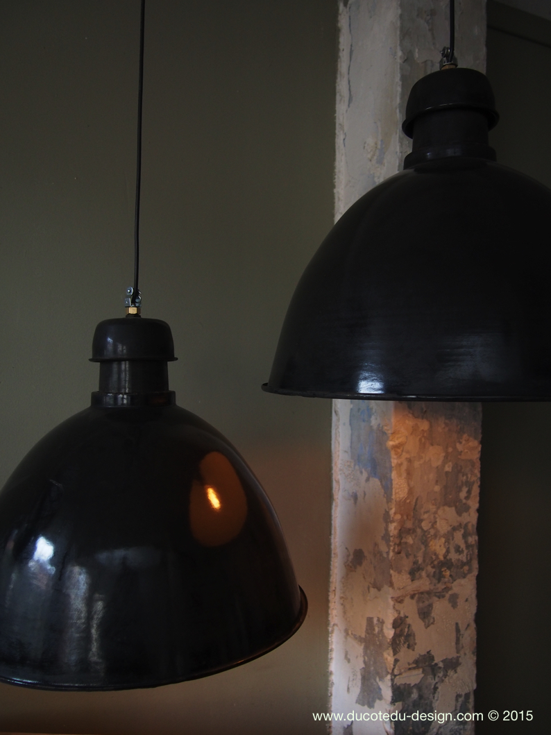 suspension abat jour emaillee noir lampe industrielle bauhaus – Image 15
