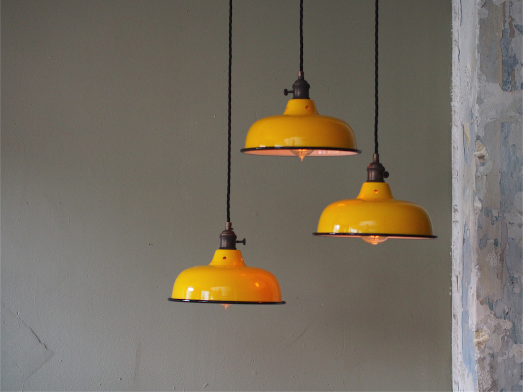 abat jour emaille lampe industrielle jaune – Image 14