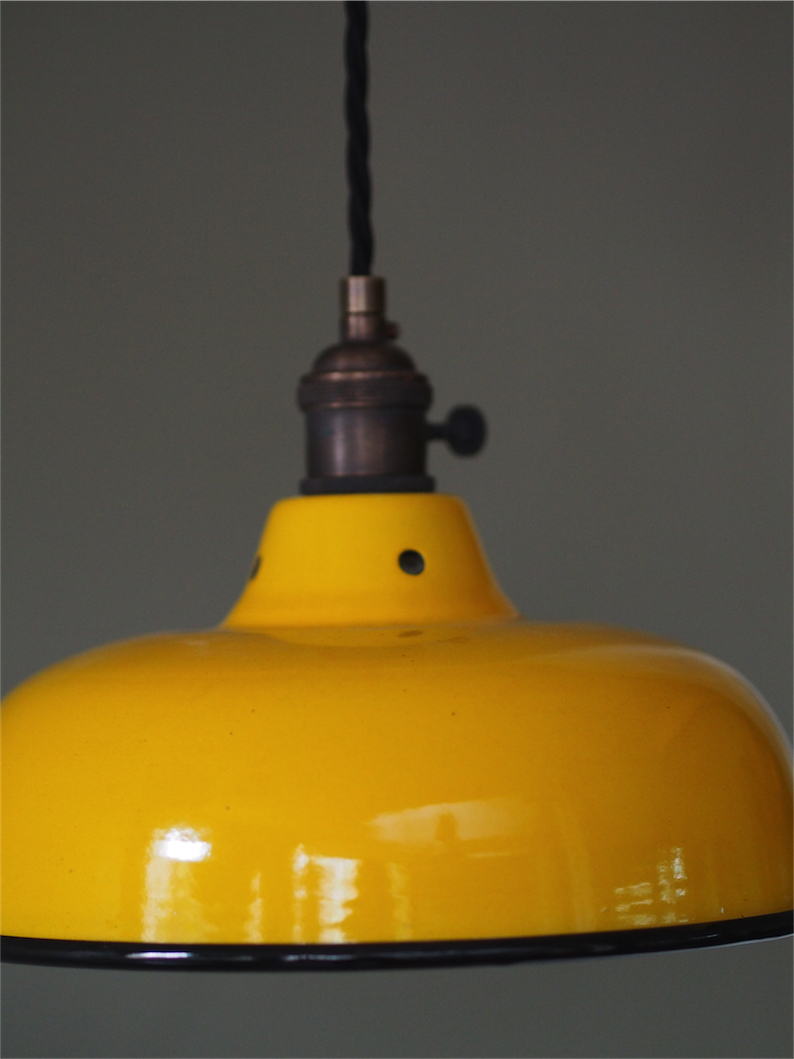 abat jour emaille lampe industrielle jaune – Image 6