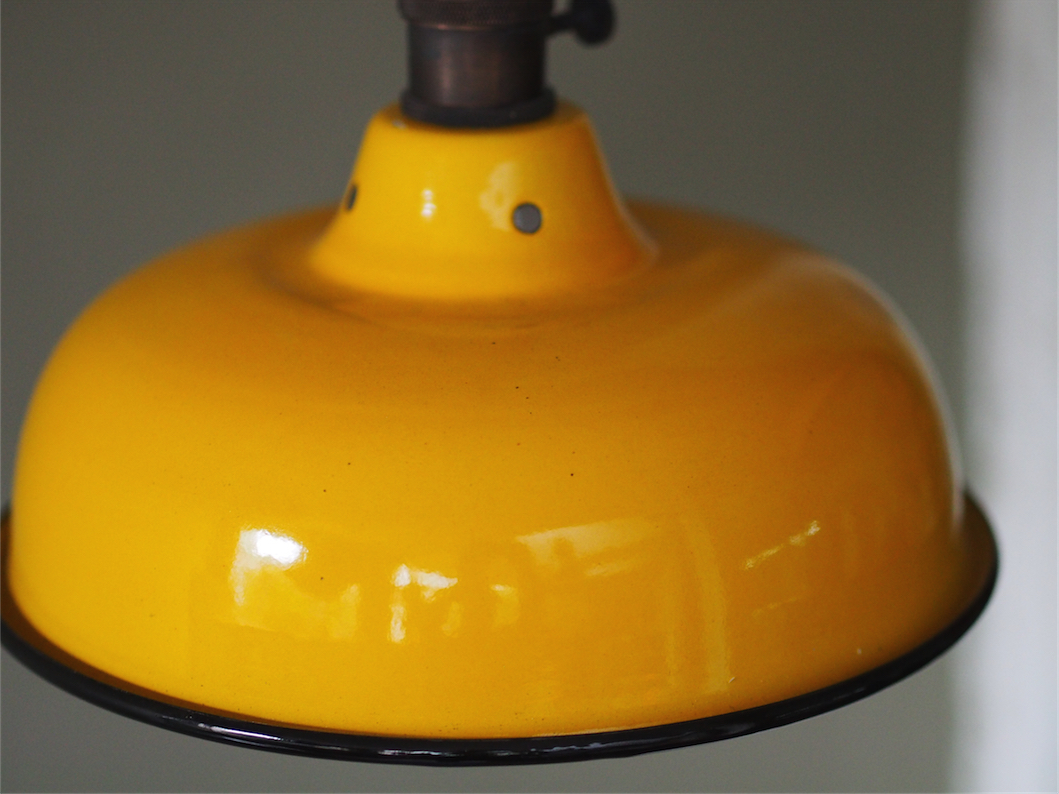 abat jour emaille lampe industrielle jaune – Image 10