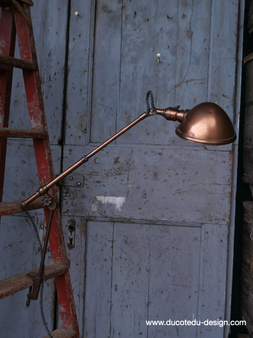 Rare Lampe OC White Industrielle fixation murale bureau laiton – Image 2