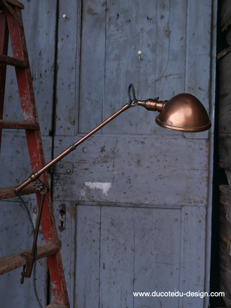 Rare Lampe OC White Industrielle fixation murale bureau laiton – Image 4