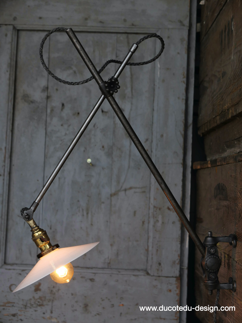 Rare Lampe OC White Industrielle fixation murale applique – Image 12