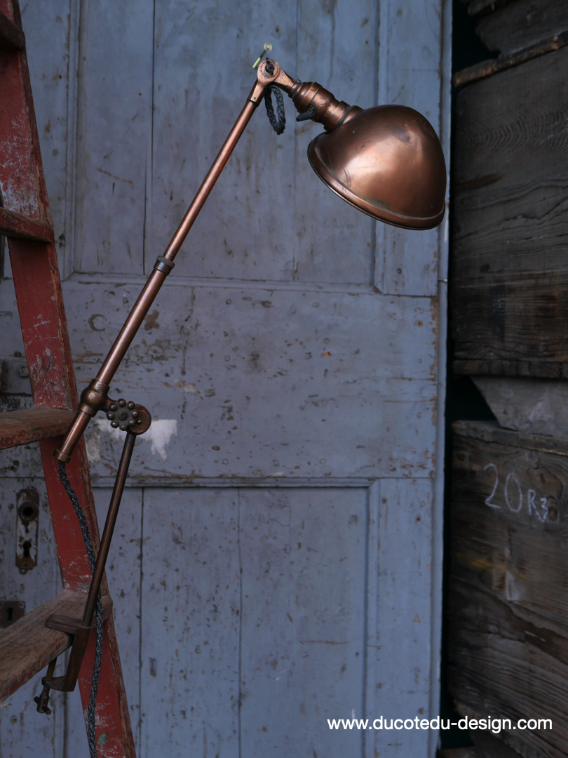 Rare Lampe OC White Industrielle fixation murale bureau laiton – Image 3