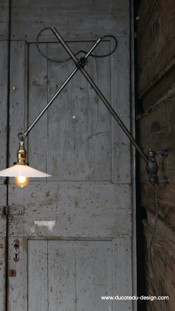 Rare Lampe OC White Industrielle fixation murale applique – Image 17