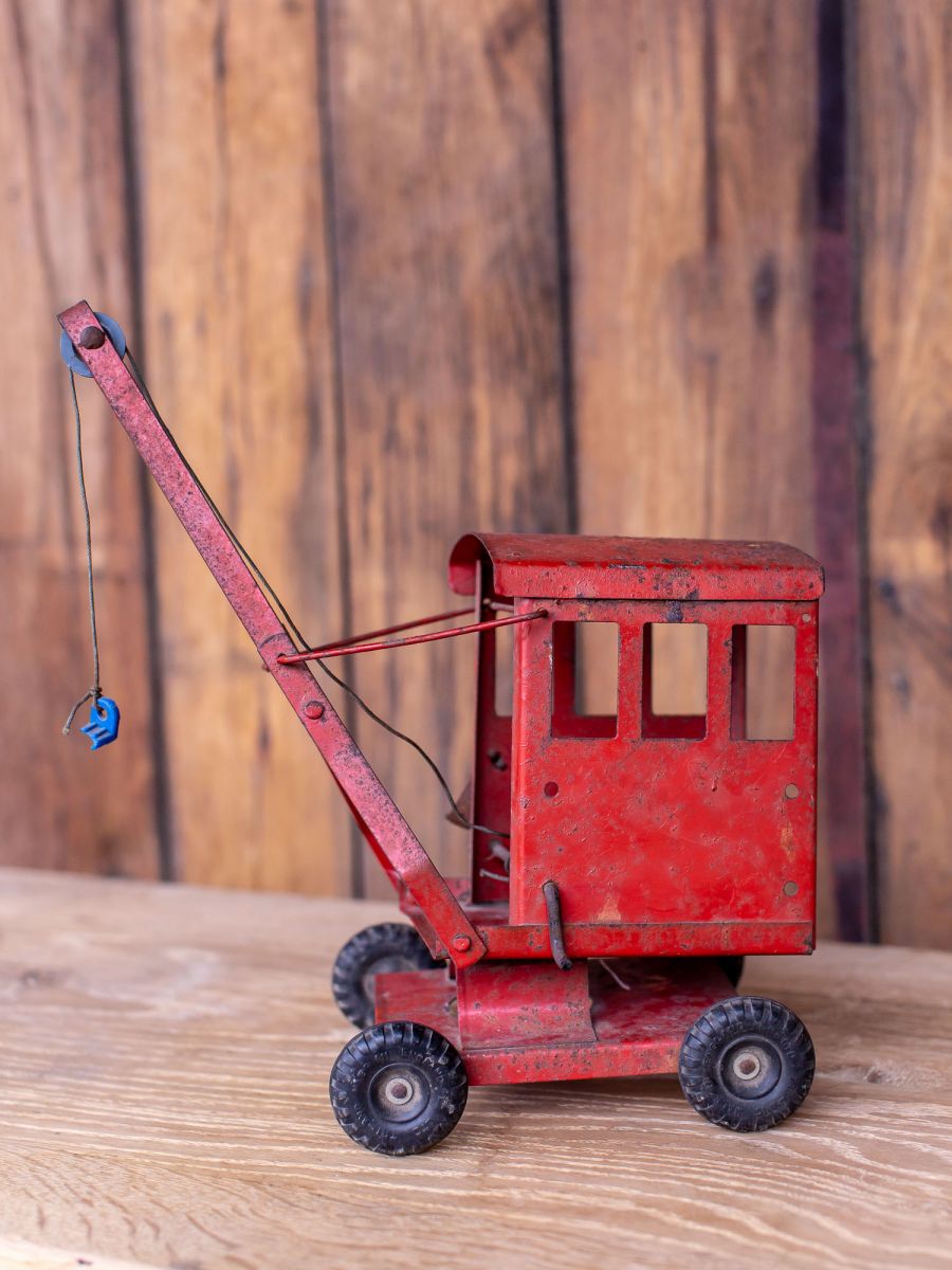 jouet ancien camion grue rouge – Image 3