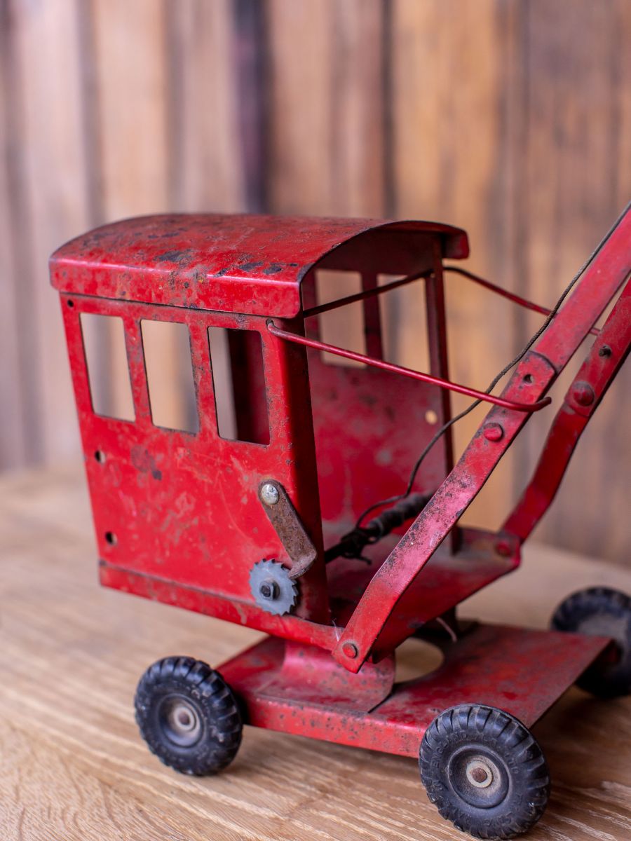 jouet ancien camion grue rouge – Image 5
