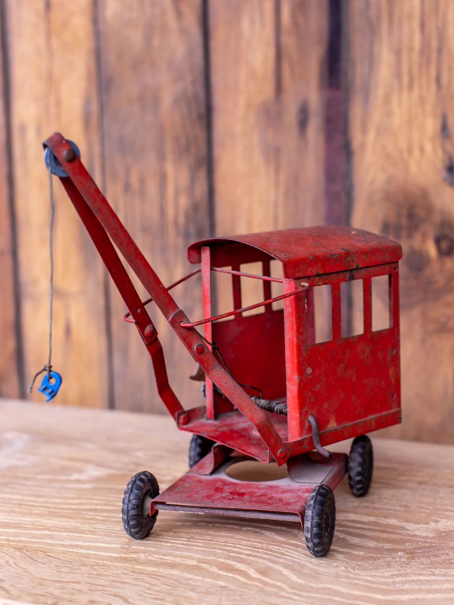 jouet ancien camion grue rouge – Image 7