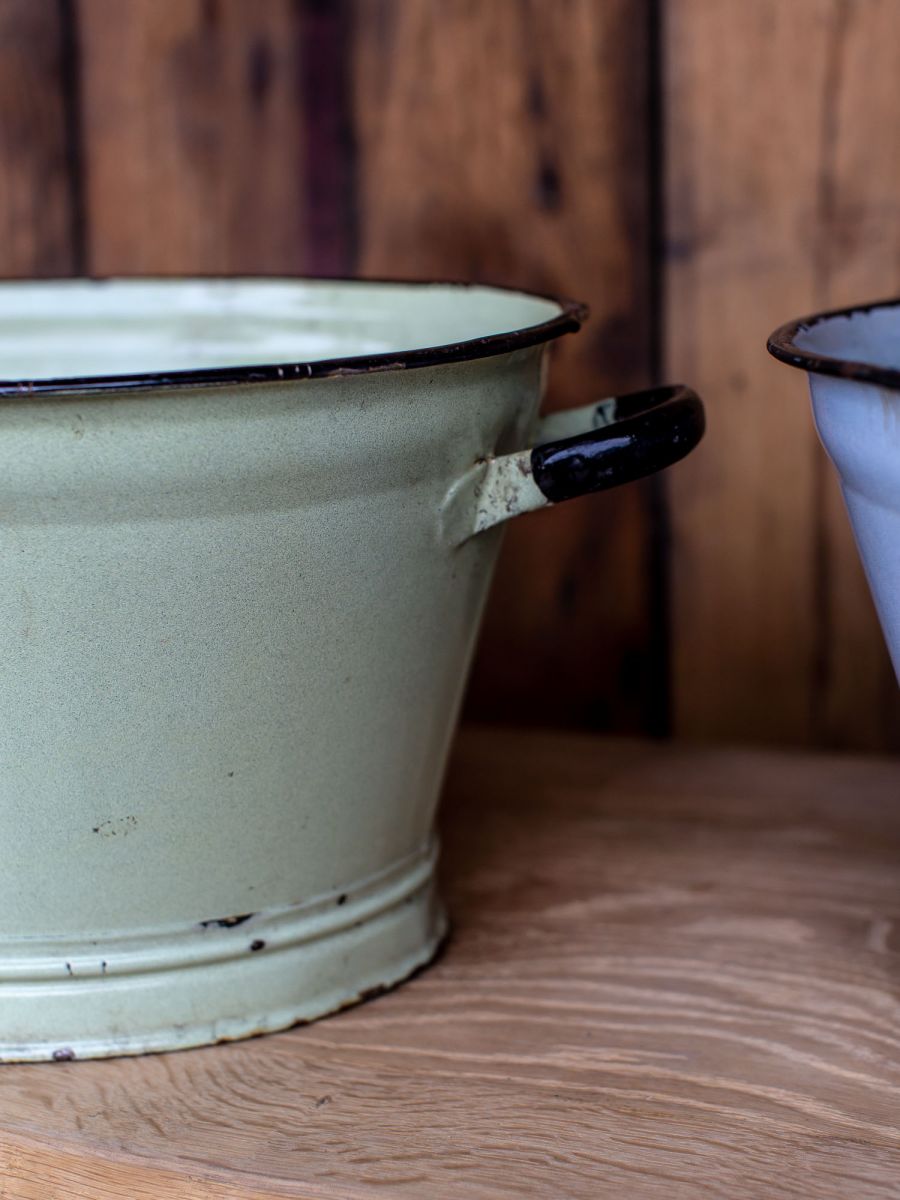 ancienne bassine émaillée vert pastel – Image 4