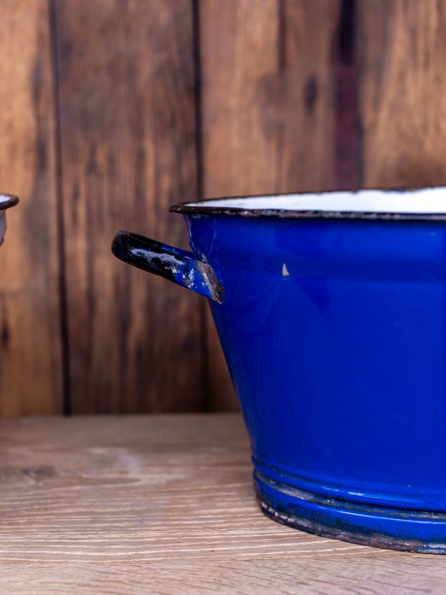 ancienne bassine émaillée bleue – Image 4