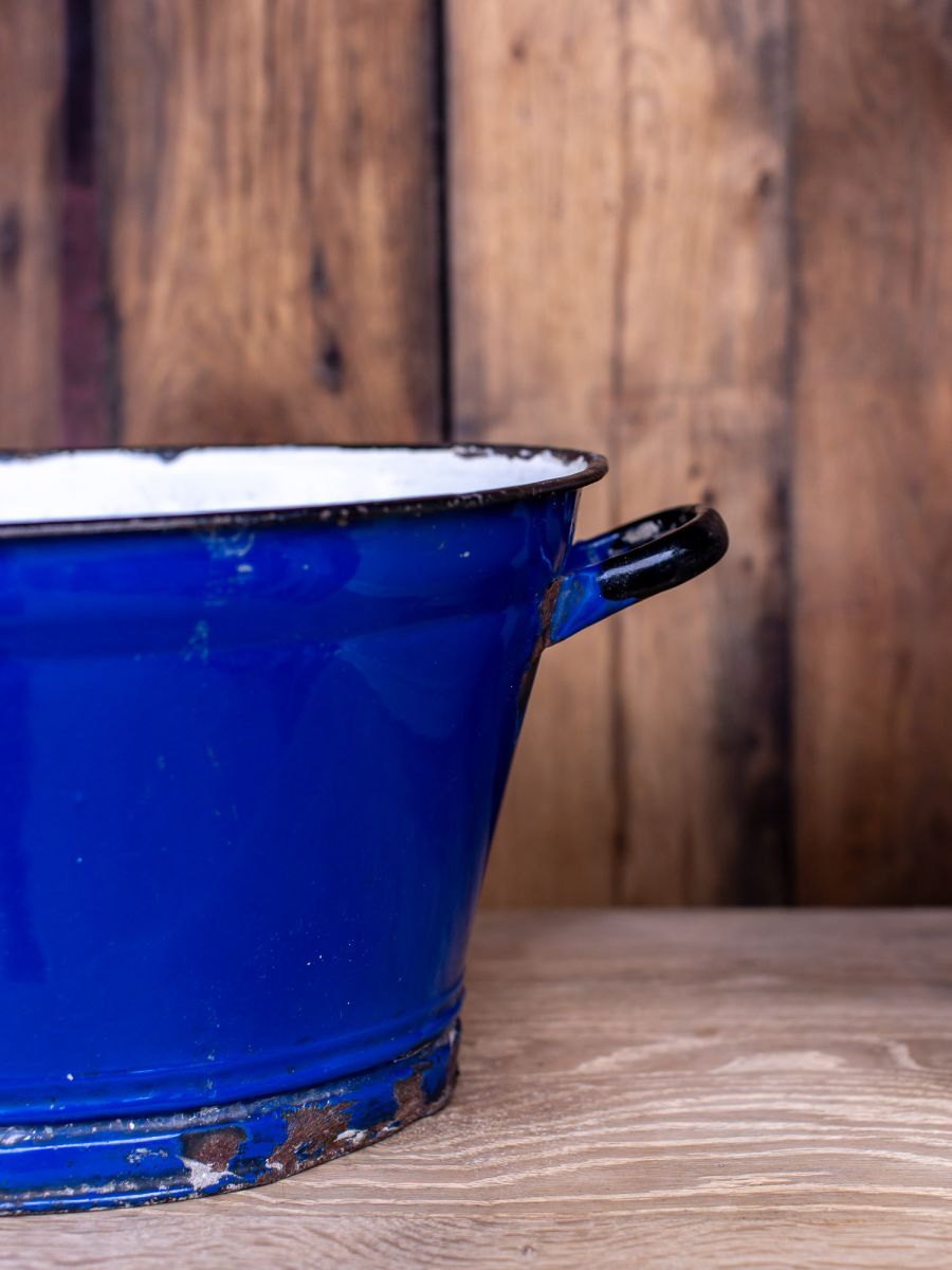 ancienne bassine émaillée bleue – Image 5