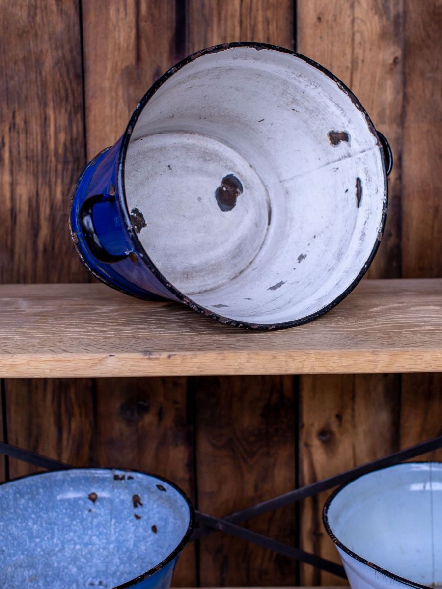 ancienne bassine émaillée bleue – Image 6