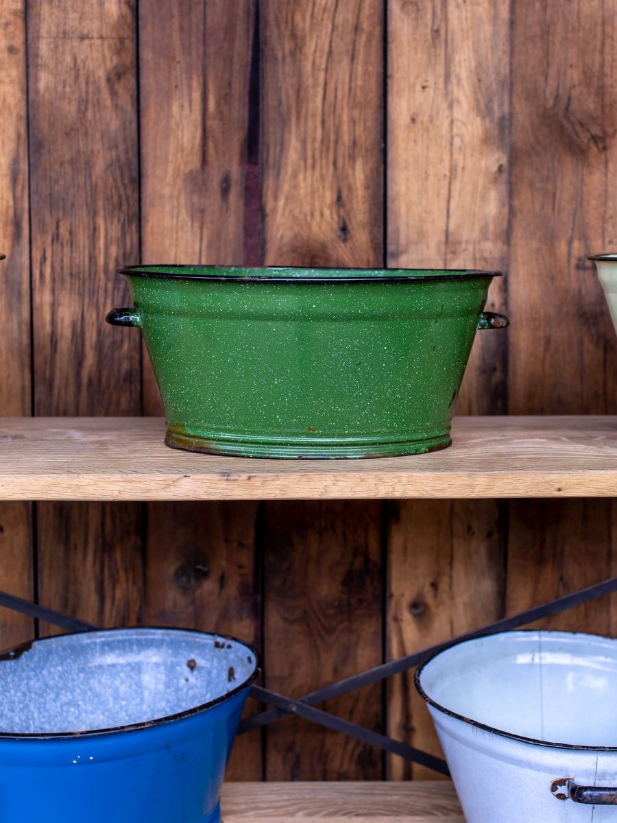 ancienne bassine émaillée verte – Image 3