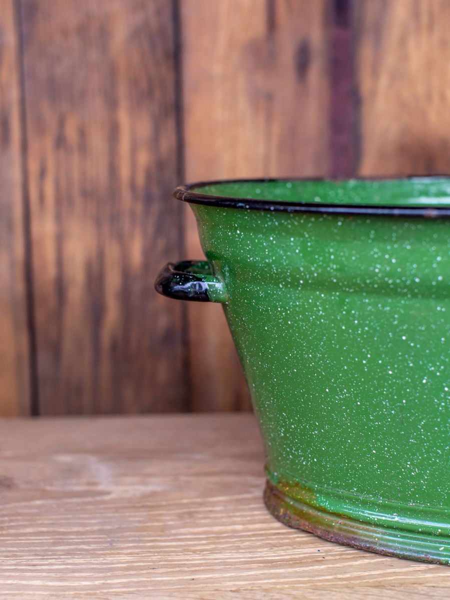 ancienne bassine émaillée verte – Image 4