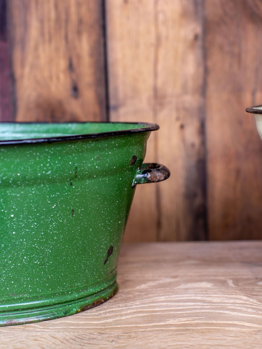 ancienne bassine émaillée verte – Image 5