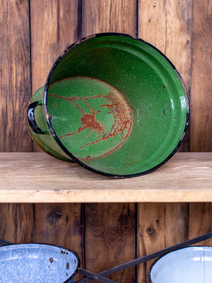 ancienne bassine émaillée verte – Image 6